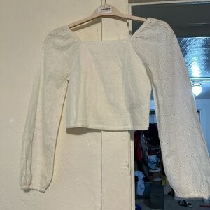 GAP Cream Eyelet Blouse with Long Sleeves